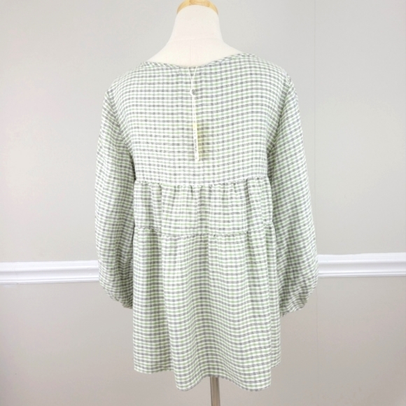 Max Studio Green Plaid loose Top Size M - Picture 3 of 6
